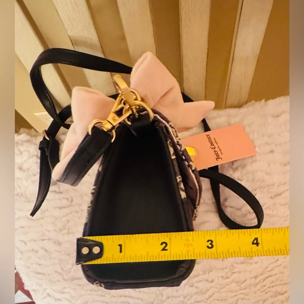 Juicy Couture Brown Logo Crossbody with Pink Bow and Heart Charm